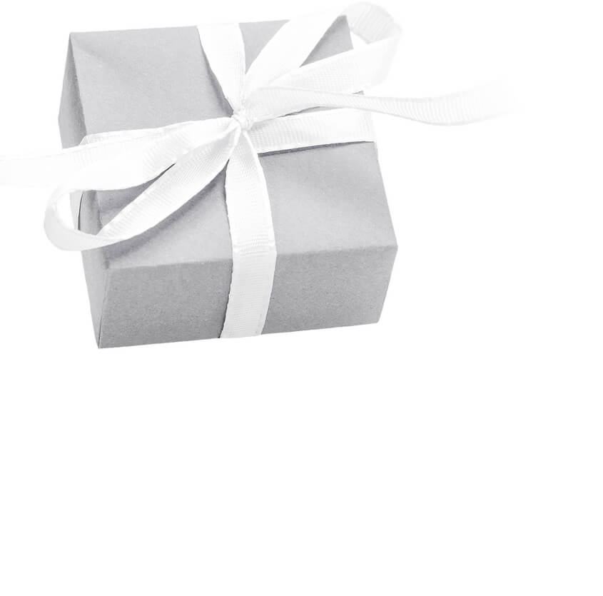 Silver box with ribbon
